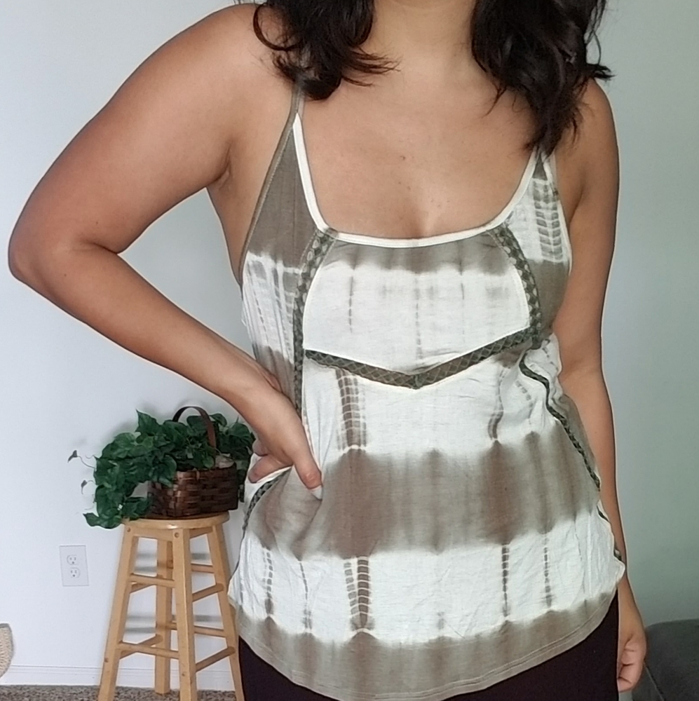 LAST| OLIVE GREEN TIE DYE TANK TOP S 4 6 - Picture 8 of 10